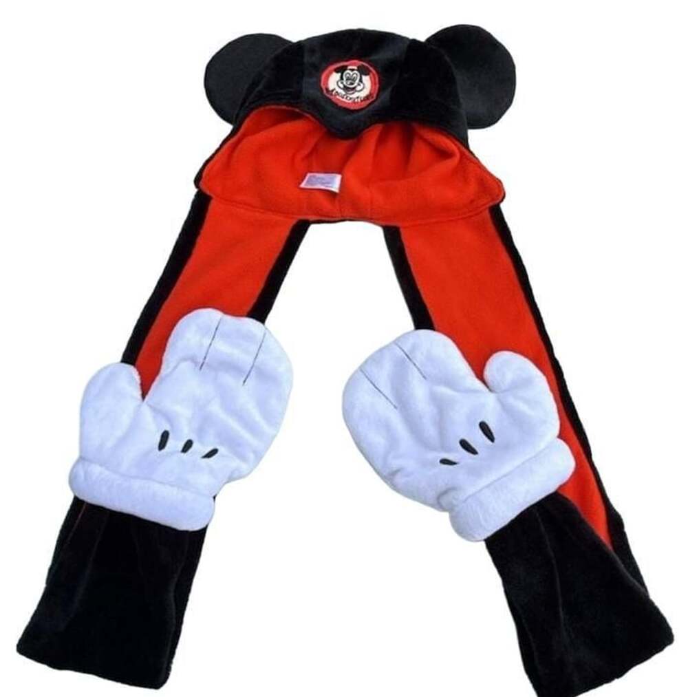 Disney Parks Mickey Mouse Mouseketeers Fleece Hat Scarf Glove Combo